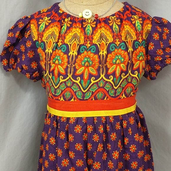 Rare Psychedelic Peasant Dress Vintage 70's Girls - Picture 7 of 11